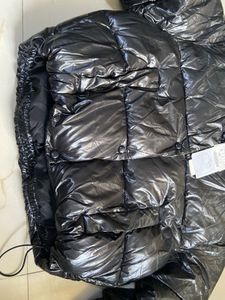 Black Puffer Jacket crop mettalic finish