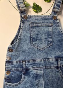 Acid Wash Denim Short Dungaree