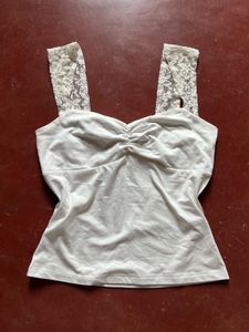 White Lace Strap Tank Top