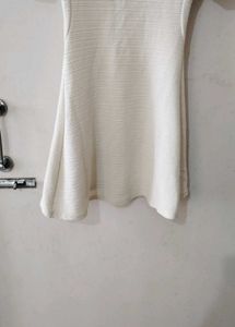Cream Textured Fit &amp; Flare Dress