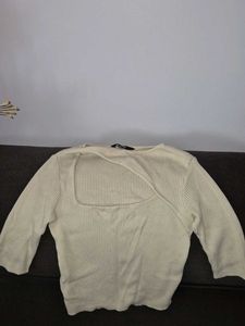 Beige cut-out top- with a flattering neck