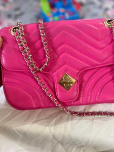 Pink Quilted Crossbody Bag