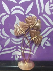 Set Of 2 Elegant Gold Ginkgo Leaf Sculpture