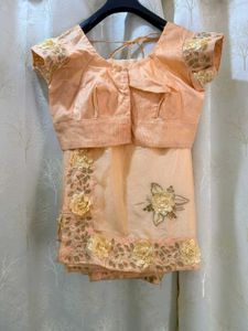 Floral Peach Embroidered Saree