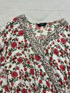 Chic Floral Print Wrap Top