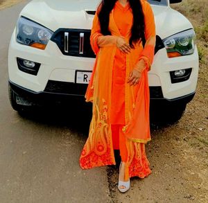 Vibrant Orange Salwar Kameez Set
