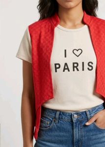 White top with pink shrug
