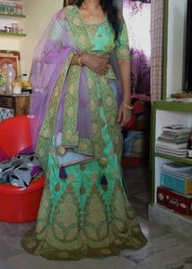 Stunning Mint Green Embroidered Lehenga Choli