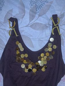 Brown Tank Top with Sequins