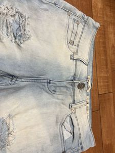 Light Wash Distressed Denim Shorts