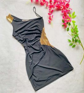Stylish Gray & Gold Party Dress