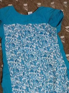 Blue &amp; White Printed Kurti
