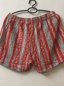 Patterned Orange Shorts
