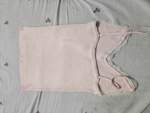 Pink Lace Trim Cami Top