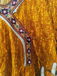 Stylish Angrakha kurti with kutchi work