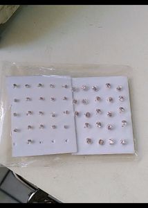 Diamond Nospins And Earr Pure Silver (Pairs)