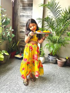 Vibrant Yellow Floral Lehenga Set
