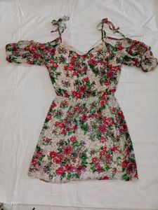Floral Cold Shoulder Mini Dress