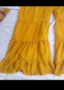 Yellow Embroidered Kurta Set with Sharara