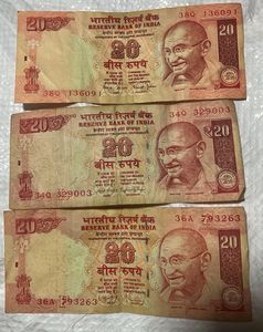 Indian 20 Rupee Notes Collection