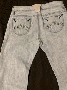 Low-Rise Light Wash Flared Jeans