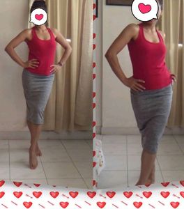 Forever 21 melange grey pencil skirt with combo of 4 racerback tank tops