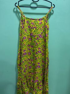 Yellow Floral Print Midi Dress