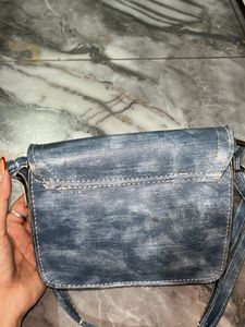 Denim Crossbody Bag with Charms