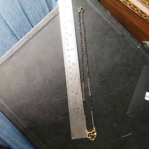 92.5 Pure Silver Gold polish Heart Mangalsutra