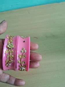 Pink &amp; Gold Bangles - Set of 2