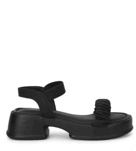 Chic Black Ruffle Platform Sandals