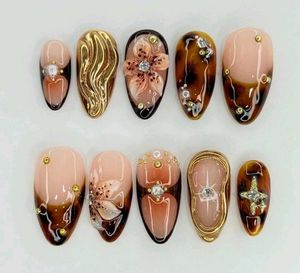 Exquisite Floral & Tortoiseshell Press-On Nails