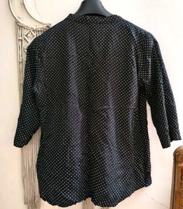 Black Polka Dot Ethnic Short Kurta/Top XXL
