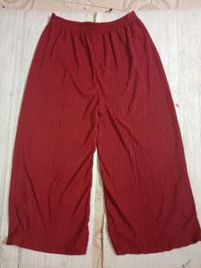 Elegant Red Pleated Palazzo Pants