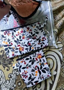 New Floral Print Cosmetic Pouches Set Of 3
