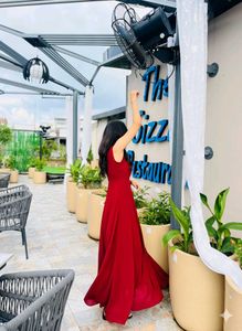 Elegant Deep Maroon Long Evening Gown / Party Dres