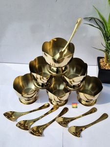 Golden BOWL SET With Spoons