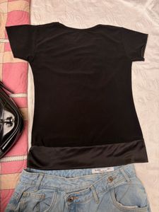 Y2K Bejeweled Black Fitted  Top
