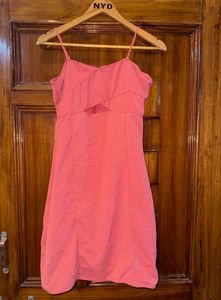 Glitchez Coral Pink Ruffled Mini Dress