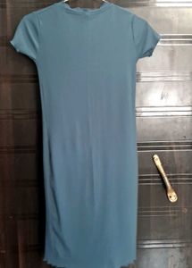 Ribbed V-Neck Lettuce Hem Dress
