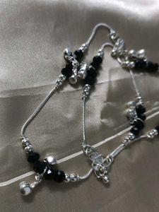 Stunning Black Crystal Anklets with bells
