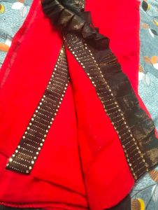 red georgette saree for karwachauth