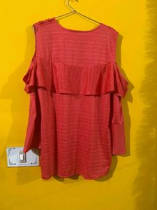 Ruffled Cold Shoulder Tunic Top