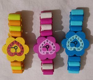 Set of 3 Colorful Wooden Flower Watches