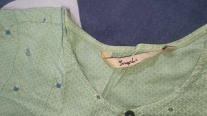 Light Green Printed short Kurta