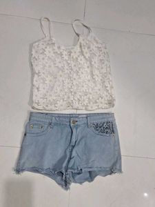 Cute Cami &amp; Denim Shorts Set