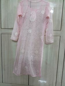 Premium Baby Pink Chikankari Kurti