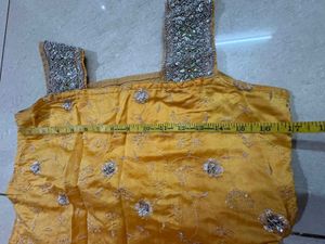 Golden yellow designer embroidery sharara
