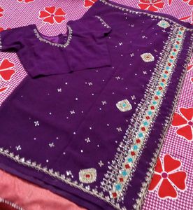 Purple Embroidered Saree with blouse