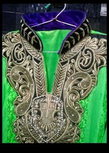 Lime Green Embroidered Anaarkali